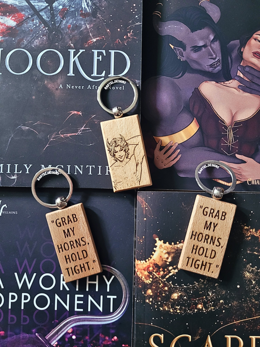 "Grab My Horns" Wooden Keychain